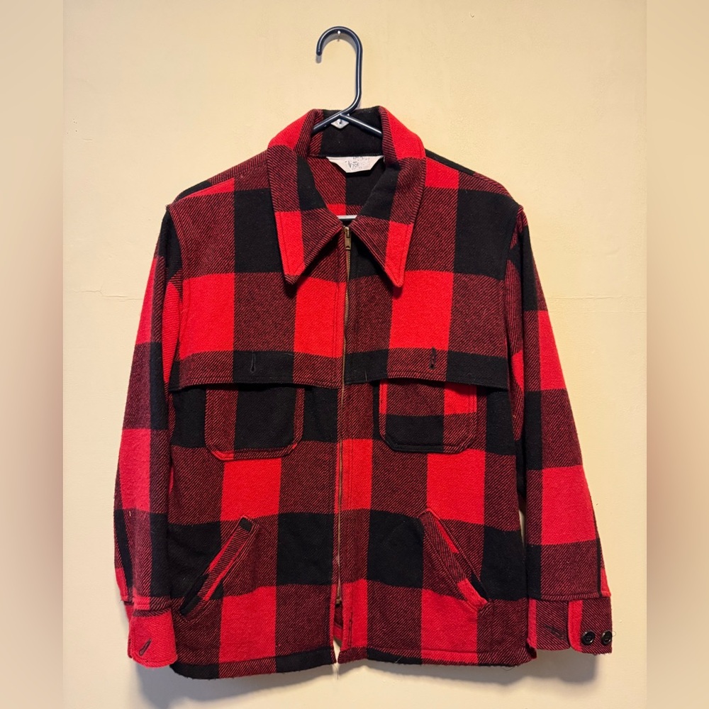 Vintage Woolrich Mackinaw 80s Red/black buffalo plaid jacket- M